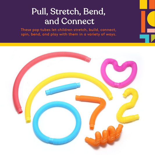 Special Supplies Pull Fun Tubes (16-Pack) – Stretch, Bend, and Connect Sensory Toys for Kids
