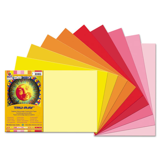 Pacon Tru-Ray Construction Paper – Heavyweight 12" x 18" Warm Assorted Colors for Creative Projects
