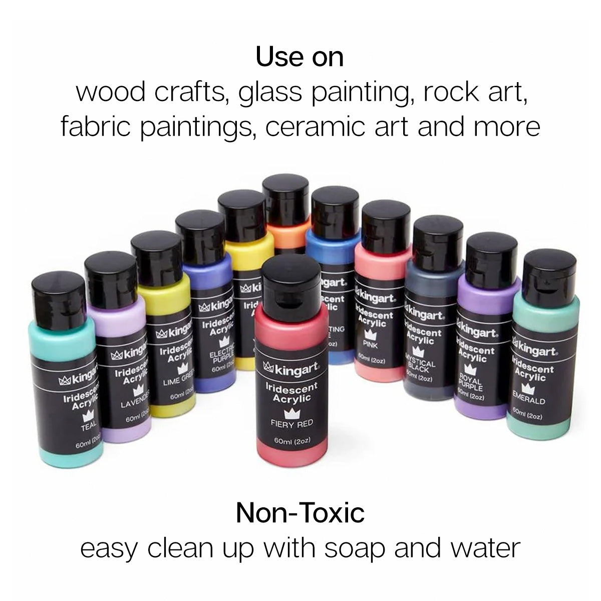 KINGART® Studio Acrylic Paint – Iridescent Shimmer Set, 12 x 60ml Bottles