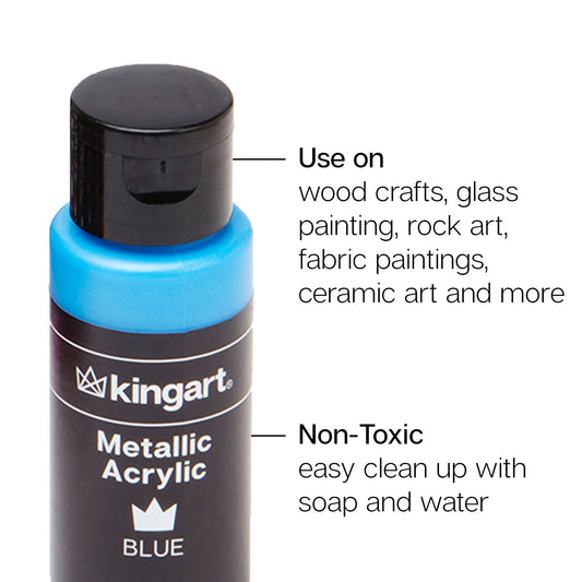 KINGART® Studio Acrylic Paint – Metallic Set, 12 x 60ml Bottles