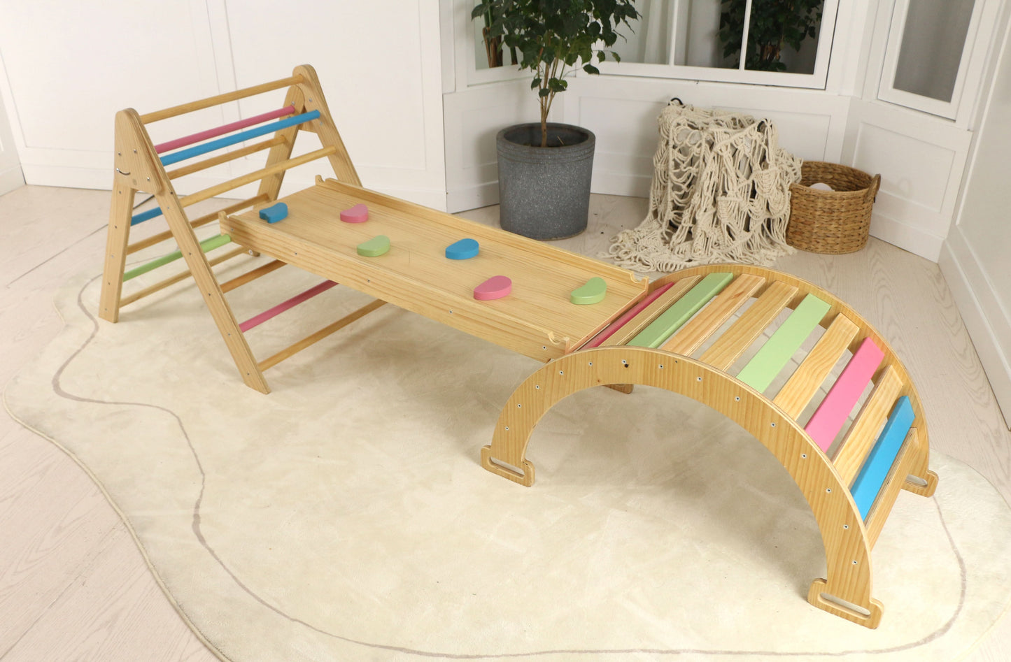 Avenlur Hazel – Pikler Triangle Ladder & Rocker Set | Montessori Climbing Toy for Toddlers | Foldable Wooden Play Gym