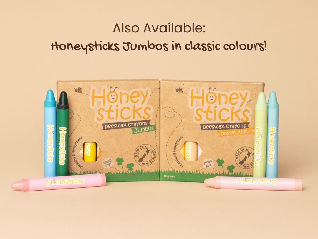Honeysticks Jumbo Pastel Crayons – Natural Beeswax Crayons for Kids with Developed Pencil Grasp