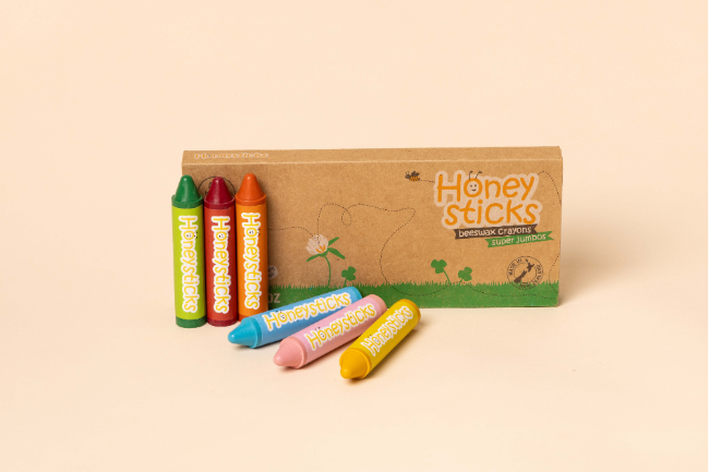 Honeysticks Super Jumbo Crayons – Extra Thick, Non-Toxic Beeswax Crayons for Toddlers and Kids