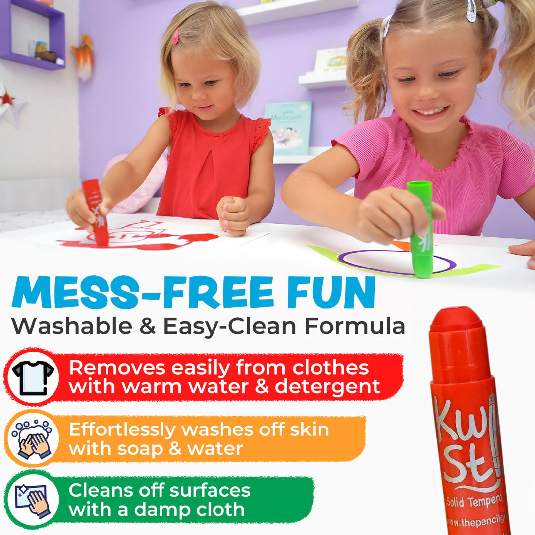 The Pencil Grip Inc. Kwik Stix 12 Metalix Colors Set – Solid Tempera Paint Sticks for Kids