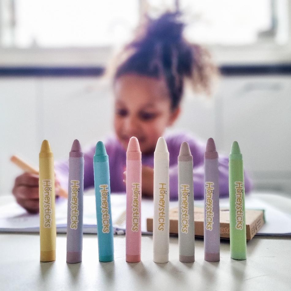 Honeysticks Jumbo Pastel Crayons – Natural Beeswax Crayons for Kids with Developed Pencil Grasp