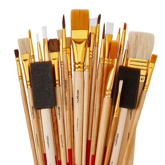 KINGART® Value Brush Pack – Assorted Set of 25 Brushes