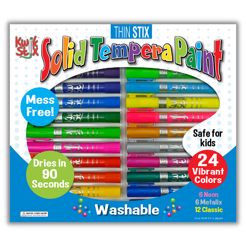 The Pencil Grip Inc. Thin Stix 24-Color Gift Set – Solid Tempera Paint Sticks for Kids