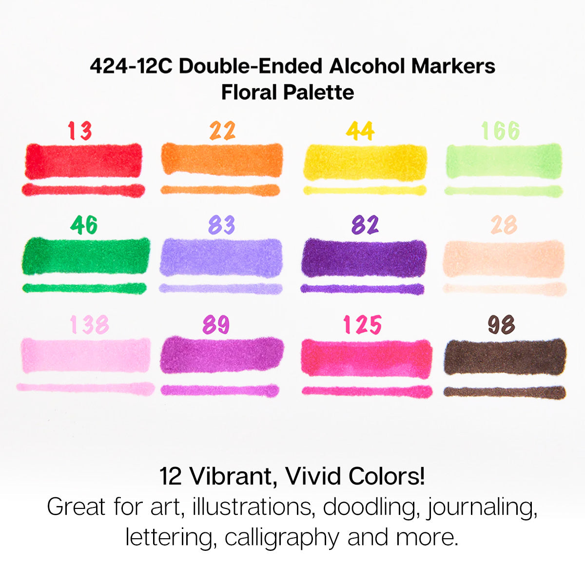 KINGART® Double-Ended Alcohol Markers - 12 Floral Colors