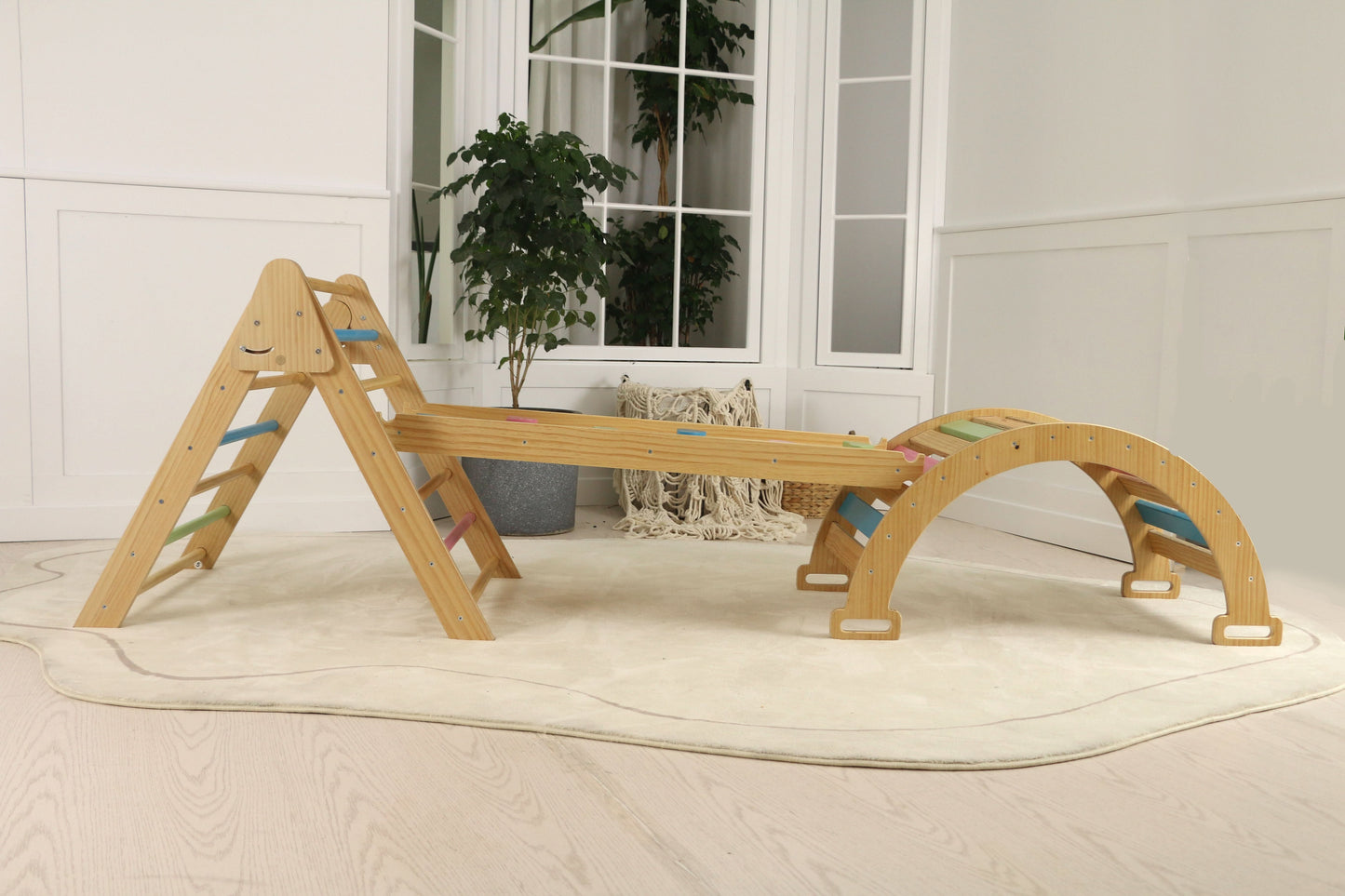 Avenlur Hazel – Pikler Triangle Ladder & Rocker Set | Montessori Climbing Toy for Toddlers | Foldable Wooden Play Gym