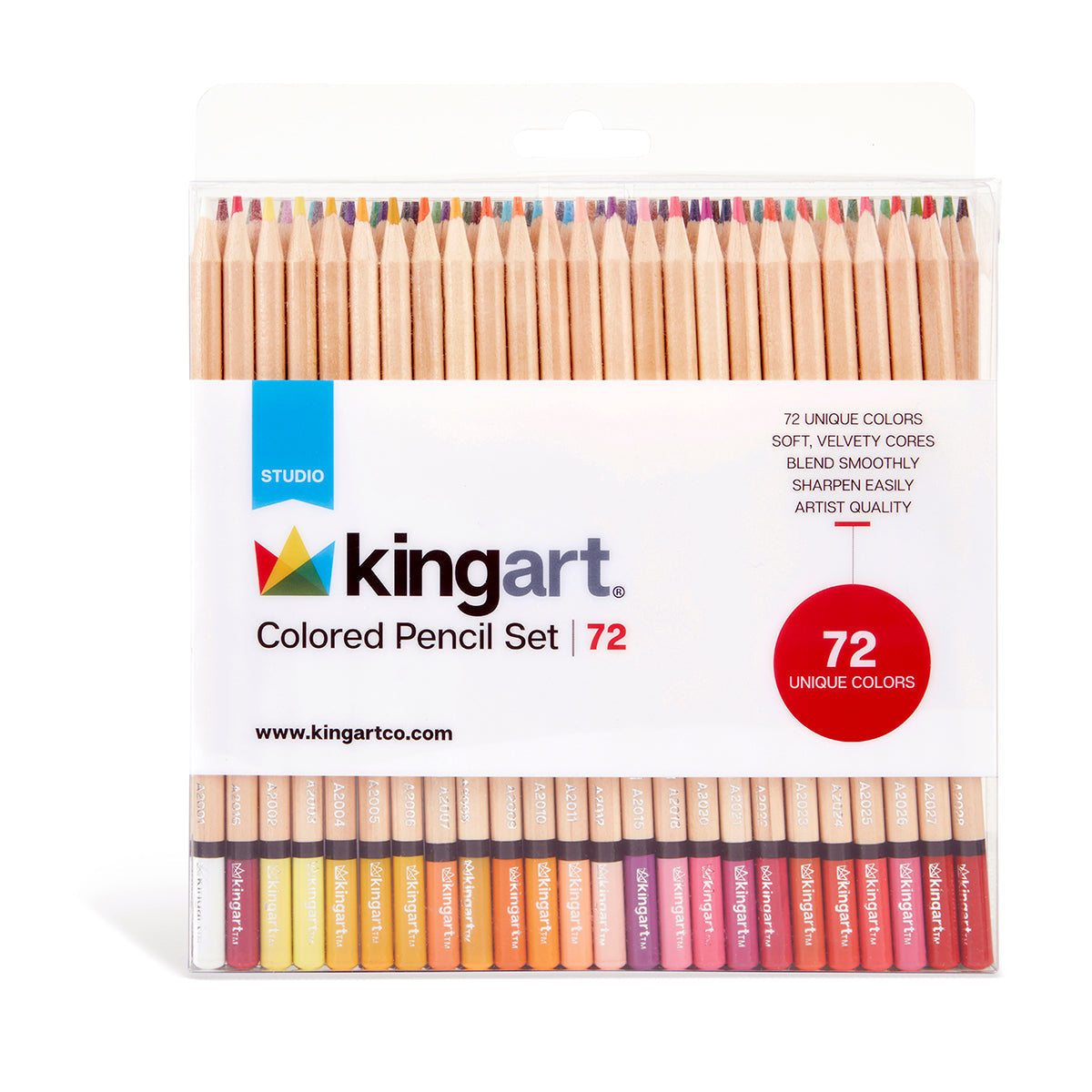 KINGART® Studio Colored Pencils – Soft Wax Core Set, 72 Colors