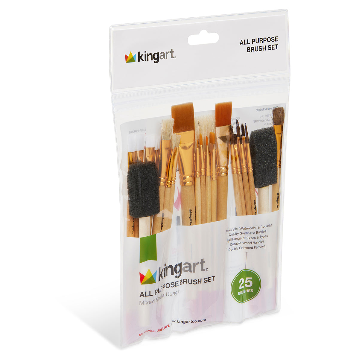 KINGART® Value Brush Pack – Assorted Set of 25 Brushes