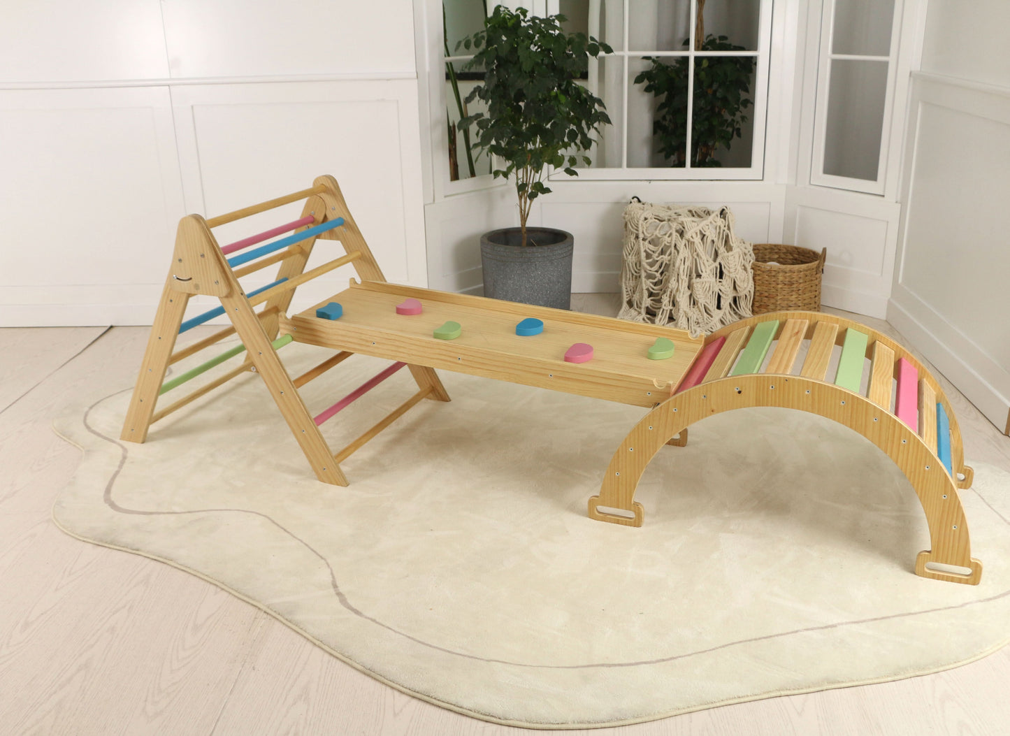 Avenlur Hazel – Pikler Triangle Ladder & Rocker Set | Montessori Climbing Toy for Toddlers | Foldable Wooden Play Gym