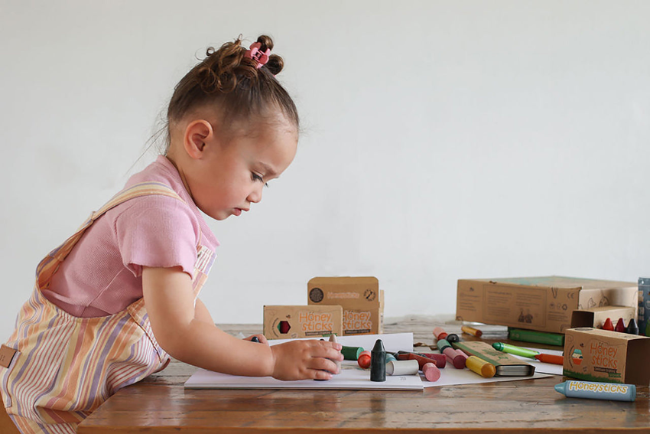 Honeysticks Originals – Natural Beeswax Crayons for Toddlers (10 Colors, First Crayon Choice)