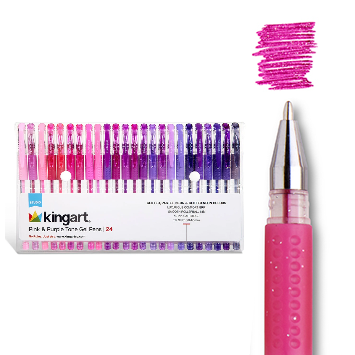 KINGART® Gel Pens 24 Pink & Purple Tone Colors