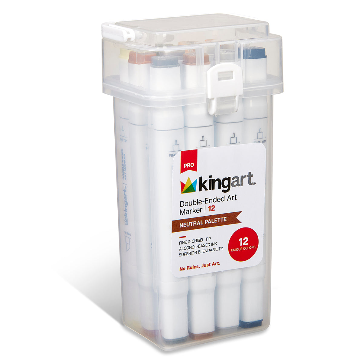 KINGART® Double-Ended Alcohol Markers - 12 Neutral Colors