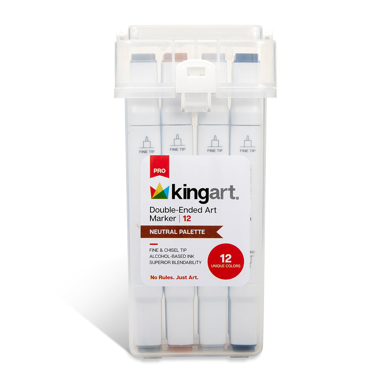 KINGART® Double-Ended Alcohol Markers - 12 Neutral Colors