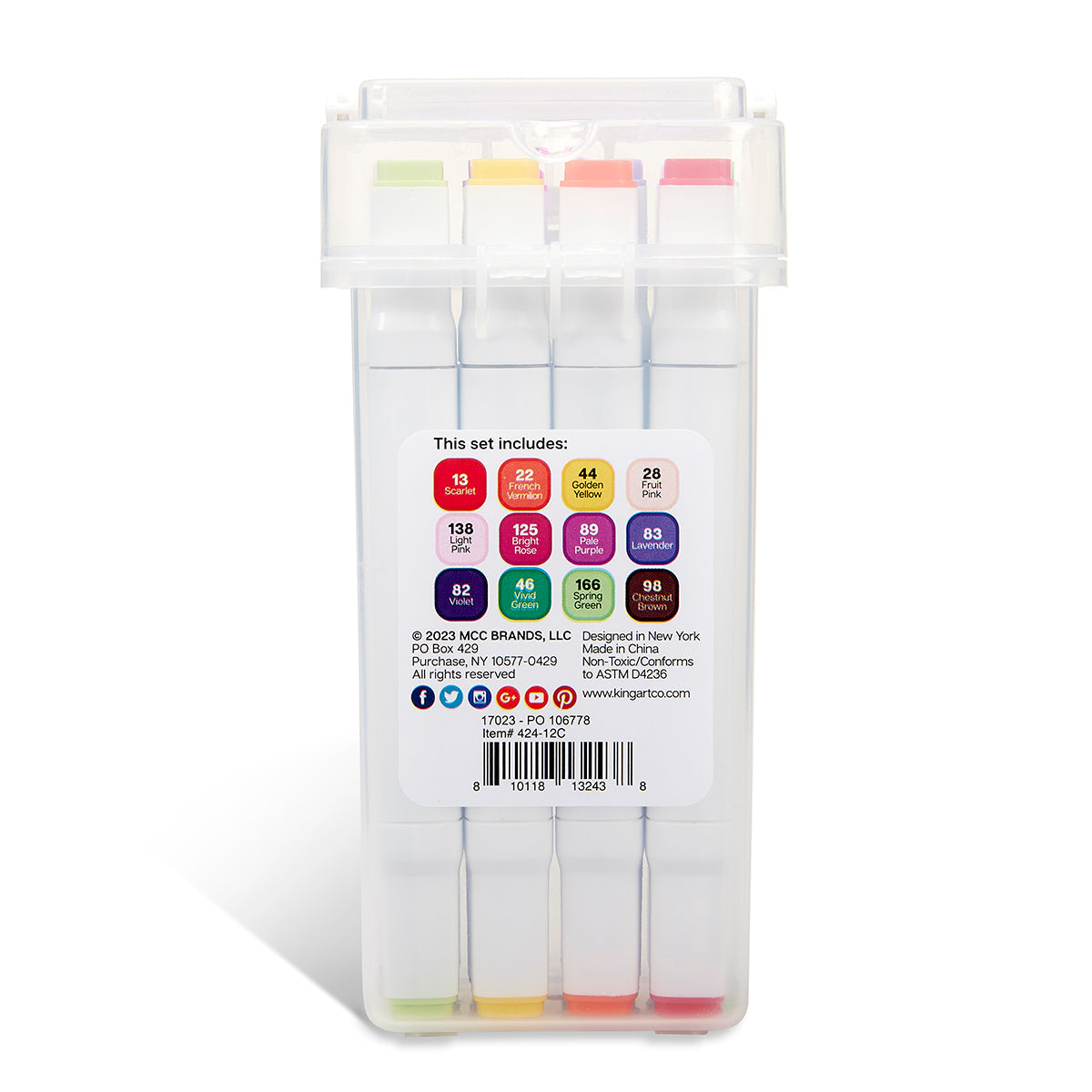 KINGART® Double-Ended Alcohol Markers - 12 Floral Colors