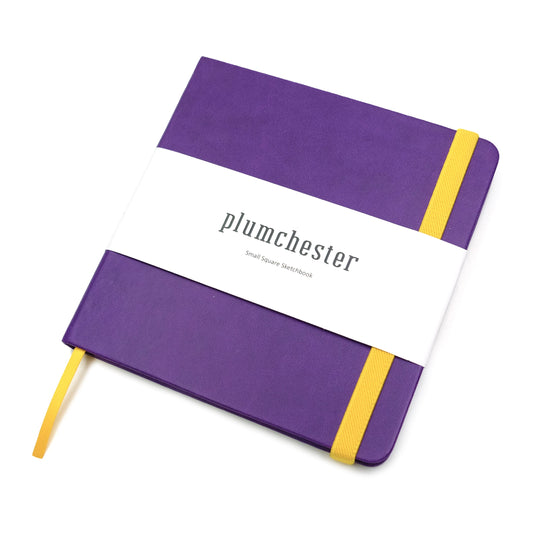 Plumchester Small Square Sketchbook – 6” x 6”, Hardcover Vegan Leather, 48 Blank Pages, 160gsm