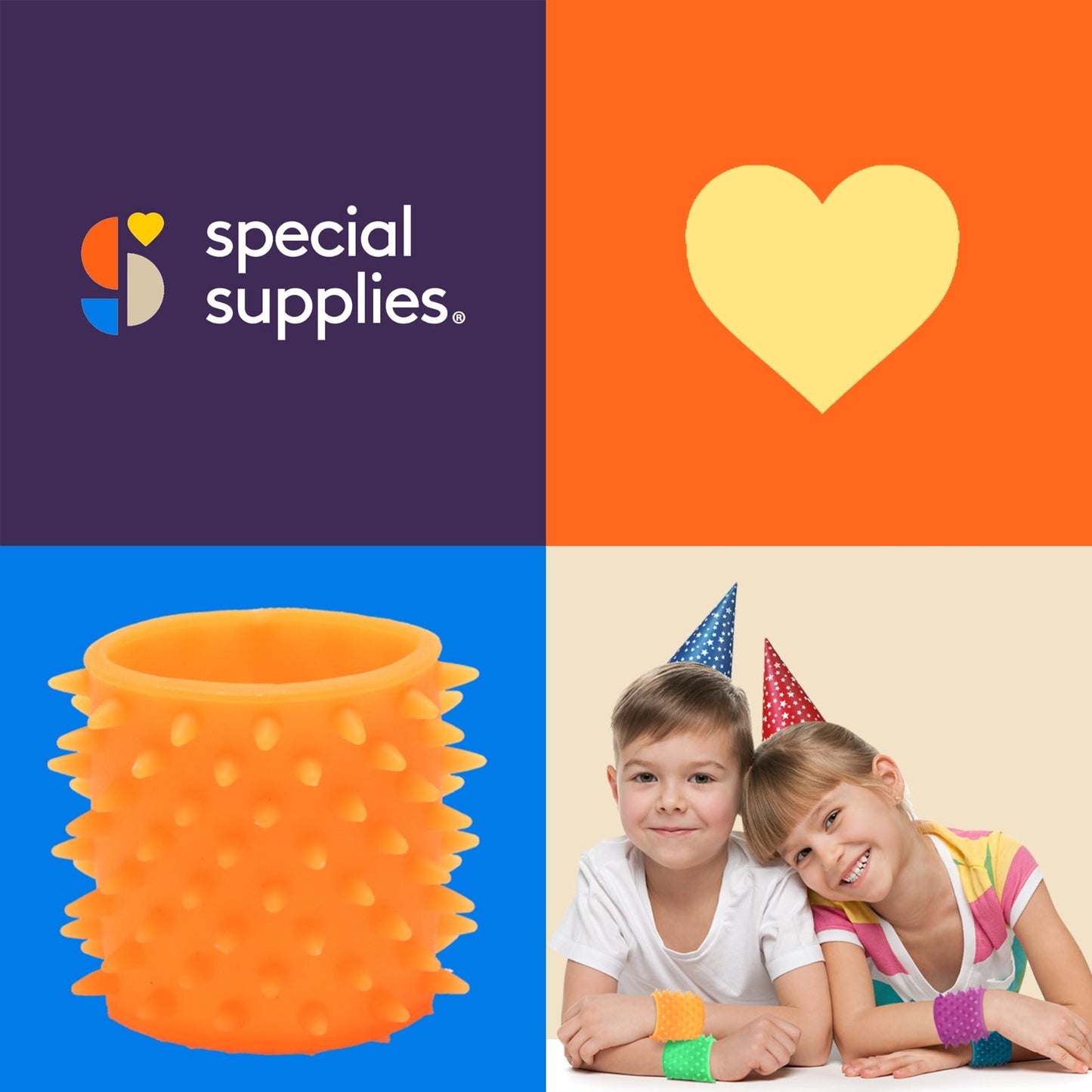 Special Supplies Spiky Sensory Bands – 6-Pack Stretchy Fidget Bracelets for Kids