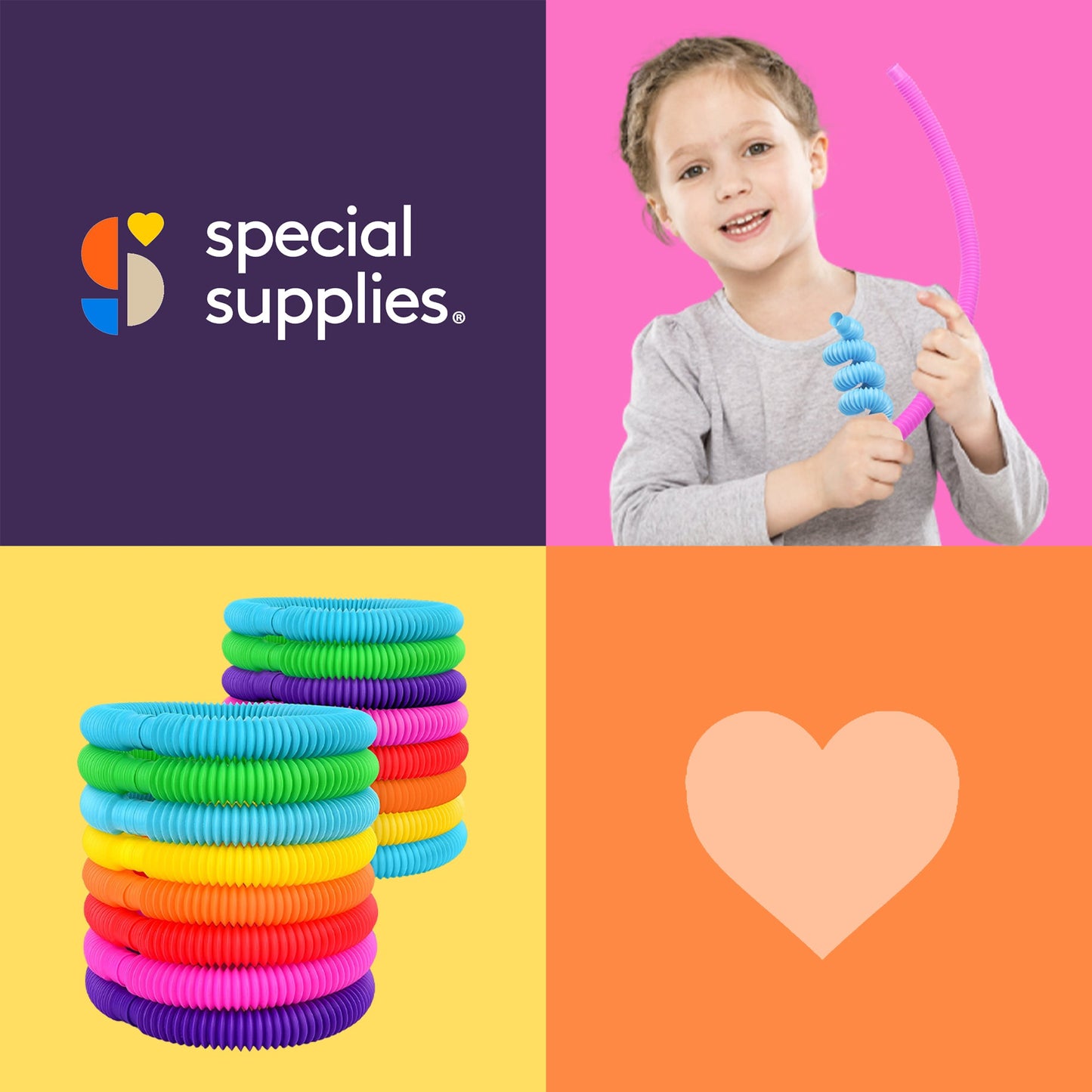 Special Supplies Pull Fun Tubes (16-Pack) – Stretch, Bend, and Connect Sensory Toys for Kids