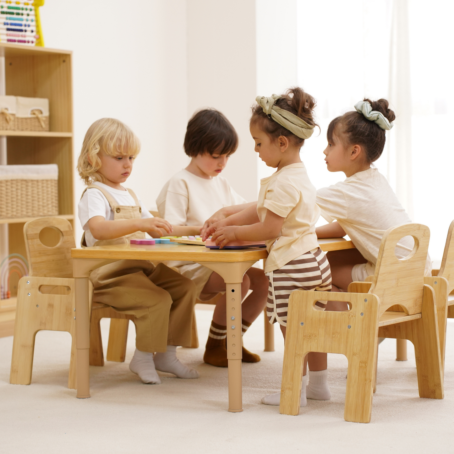Avenlur Adrian Multi-Height Adjustable Table & Chairs Set – Montessori-Inspired Wooden Furniture for Toddlers and Kids