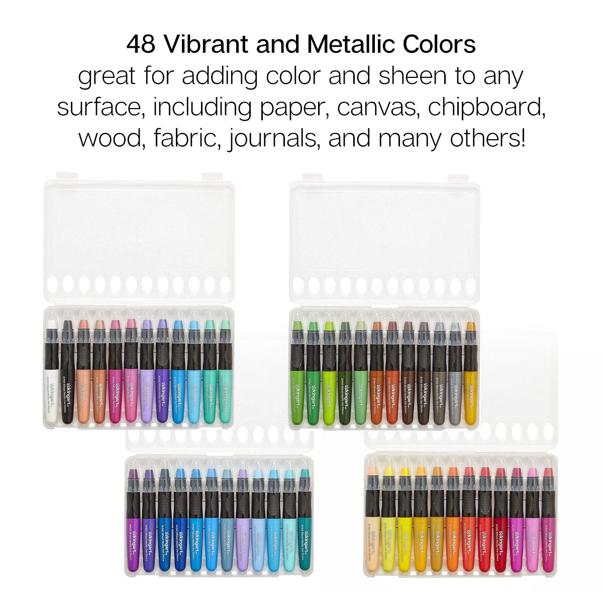 KINGART® Mixed Media Gel Stick Crayons – Set of 48 Colors
