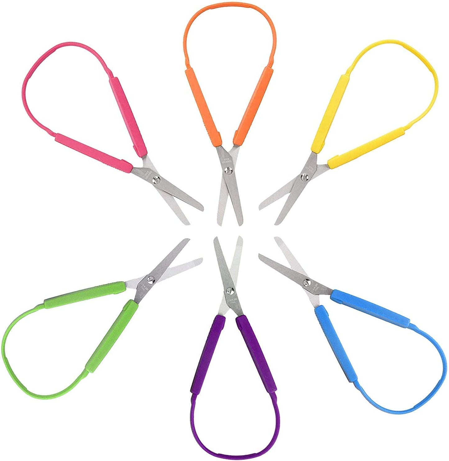 Special Supplies Large Loop Scissors for Kids and Adults 8" Inches (6-Pack)