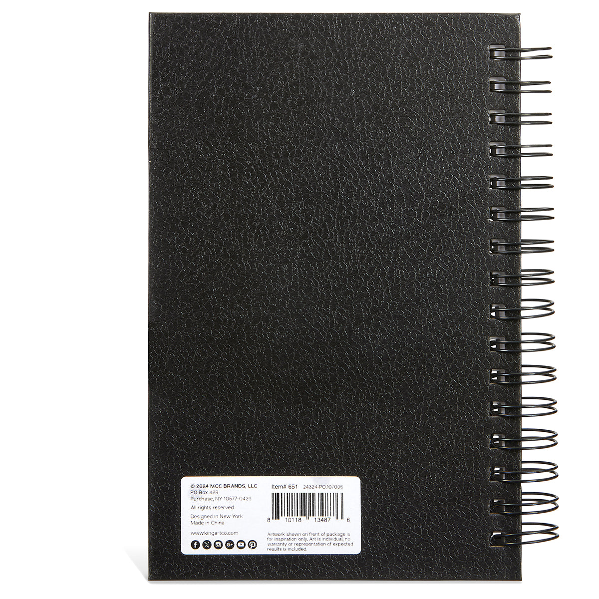KINGART® Hardcover Spiral Sketchbook, 5.5” x 8.5”, 100 Sheets, Acid-Free Paper