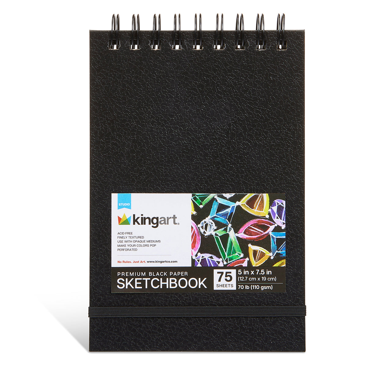Kingart Black Drawing Paper Pad, 5” x 7.5”, 75 Sheets