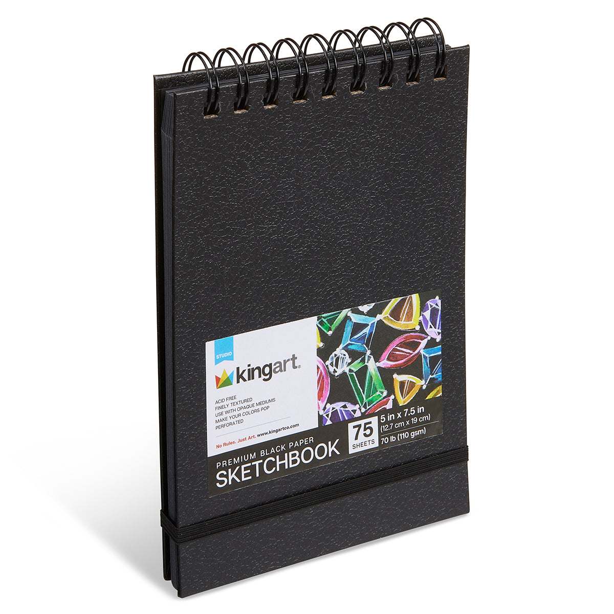 Kingart Black Drawing Paper Pad, 5” x 7.5”, 75 Sheets