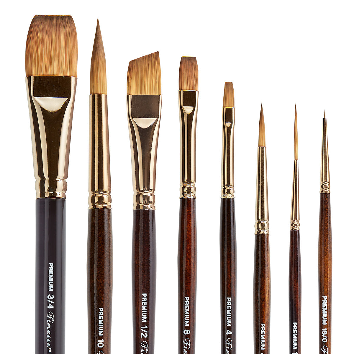 KINGART® Finesse™ Premium Watercolor Artist Brushes – Kolinsky Synthetic Blend, Set of 8