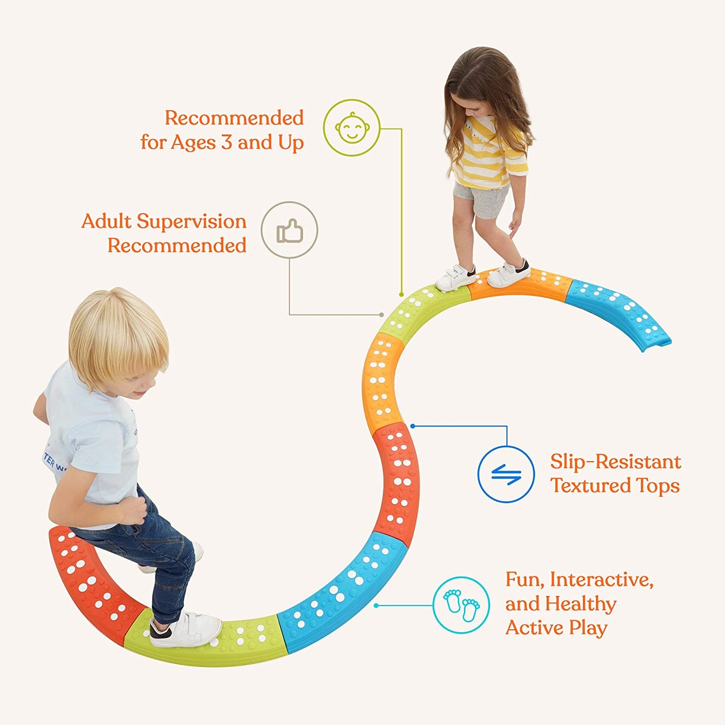 Special Supplies Wavy Circle Balance Beams – 8-Piece Stepping Stone Set for Active Play
