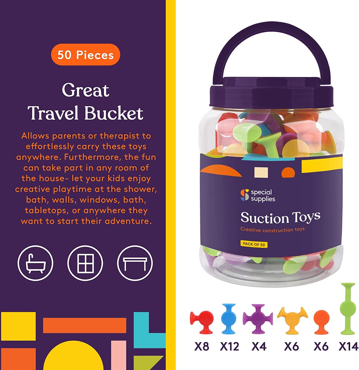 Special Supplies Suction Construction Building Toys – 50-Piece Creative STEM Set