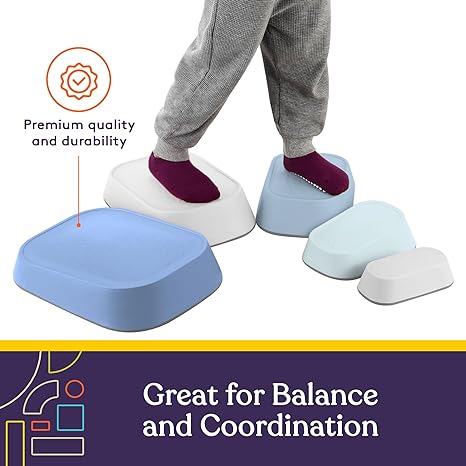 Special Supplies Stackable Stepping Stones – Active Play Balance Blocks for Kids - Set of 5 -  Promote Coordination, Balance, and Strength