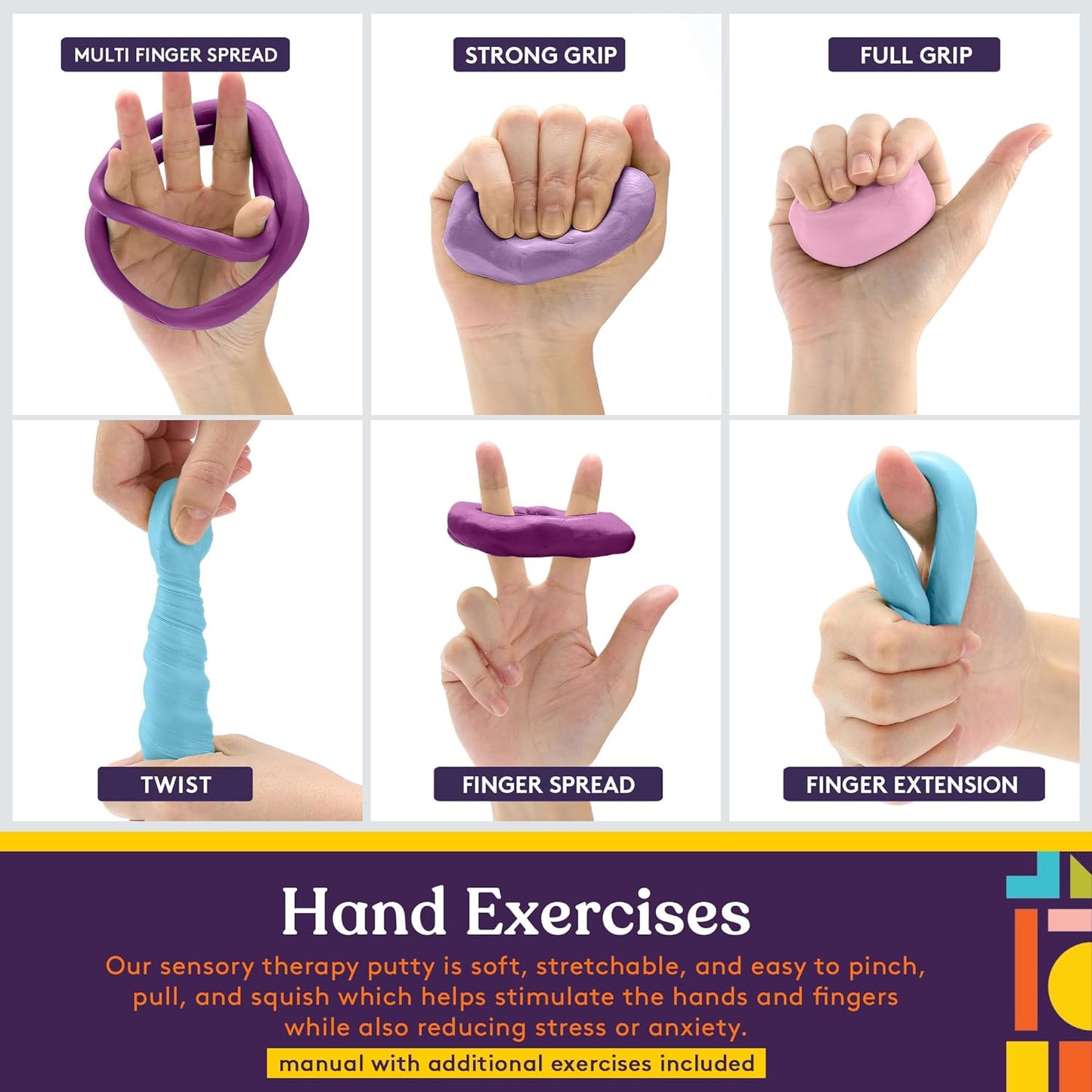 Special Supplies Occupational Therapy Putty – 4-Pack Stress Relief & Hand Strengthening Silicone Putty for Kids & Adults – Unicorn Colors