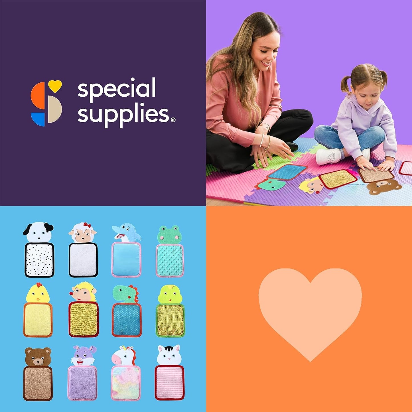 Special Supplies Sensory Mats for Kids (10 Textured Pads) – Autism, ADHD, and Sensory Play Mats with Fun Animal Designs for Early Learning