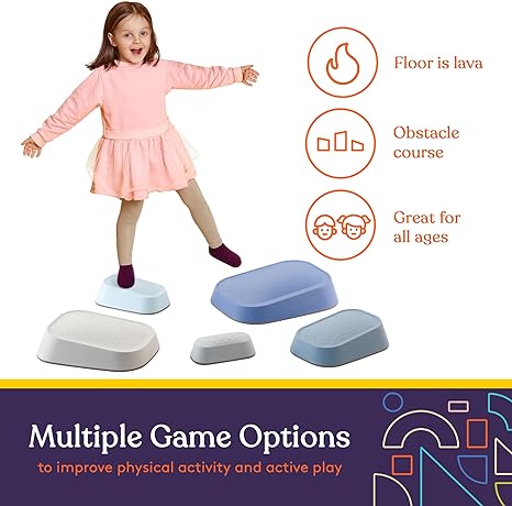 Special Supplies Stackable Stepping Stones – Active Play Balance Blocks for Kids - Set of 5 -  Promote Coordination, Balance, and Strength
