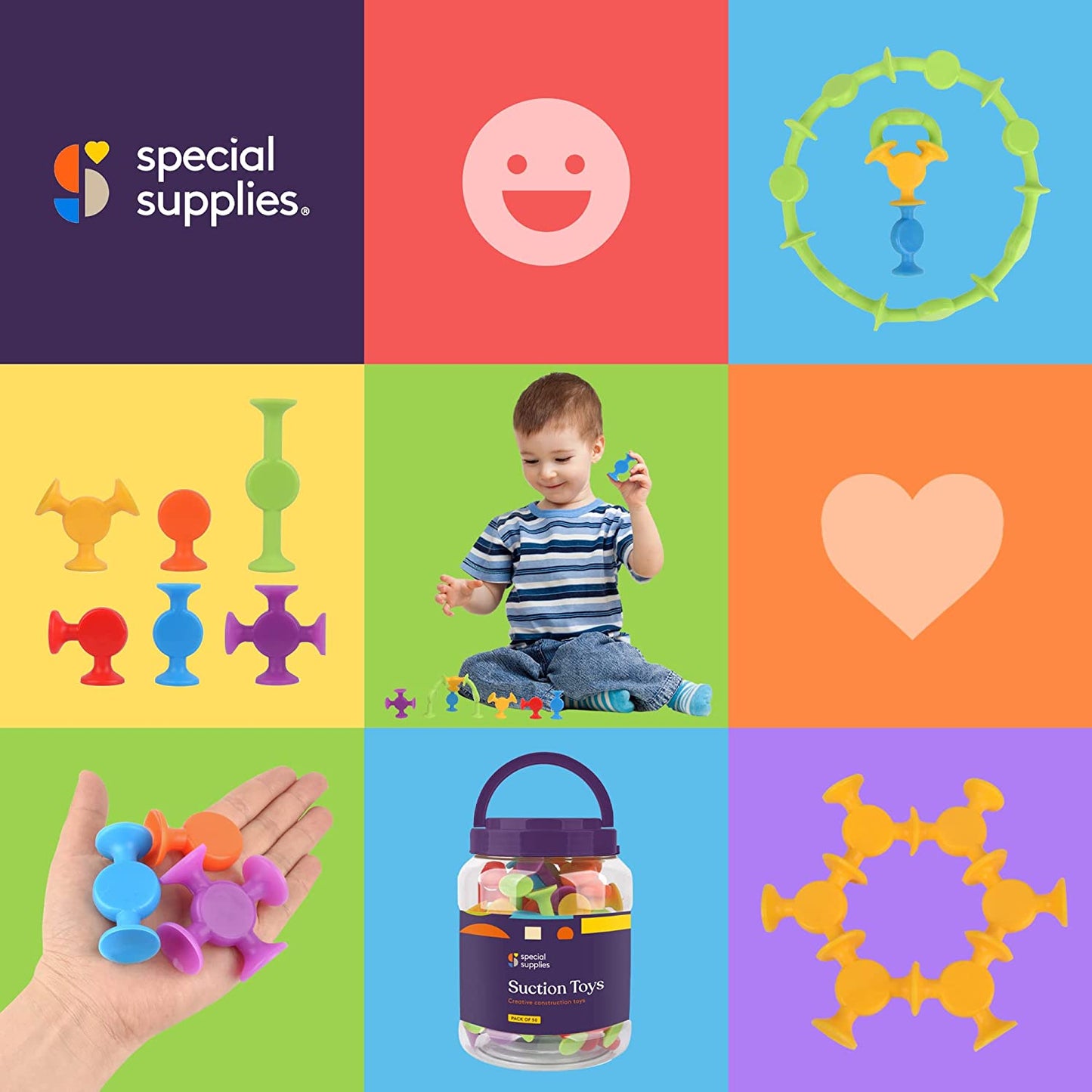Special Supplies Suction Construction Building Toys – 50-Piece Creative STEM Set