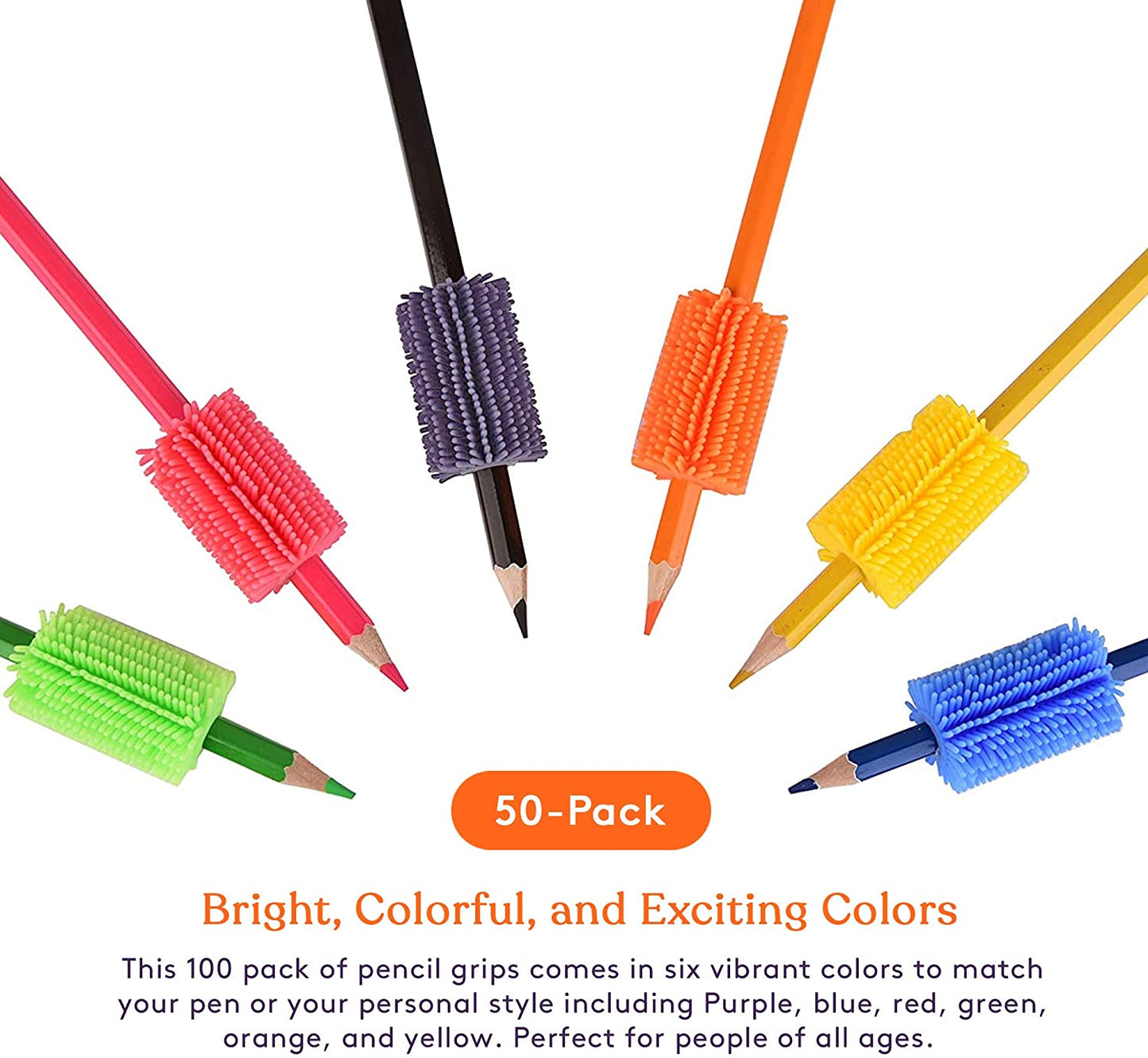 Special Supplies Squishy Pencil Grips (50-Pack) – Soft Sensory Writing Aids for Kids & Adults with Focus and Anxiety Support