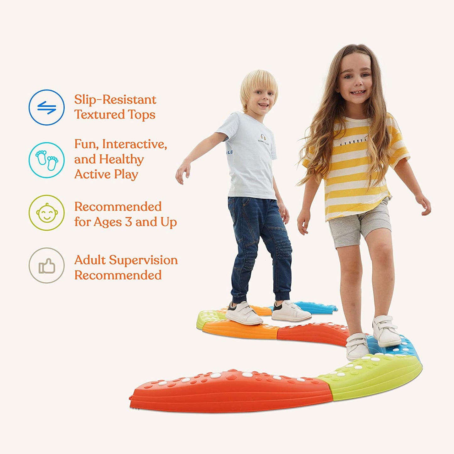 Special Supplies Wavy Circle Balance Beams – 8-Piece Stepping Stone Set for Active Play
