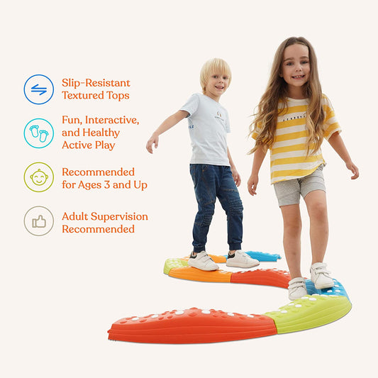 Special Supplies Wavy Circle Balance Beams – 8-Piece Stepping Stone Set for Active Play