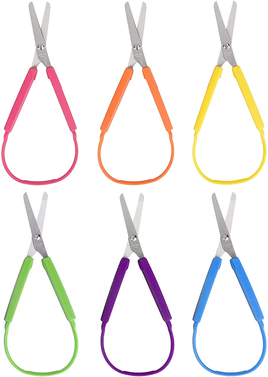 Special Supplies Large Loop Scissors for Kids and Adults 8" Inches (6-Pack)