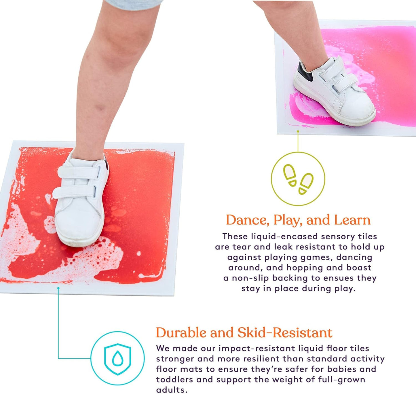 Special Supplies Square Liquid Floor Tiles – 9-Piece Sensory Stepping Tile Set