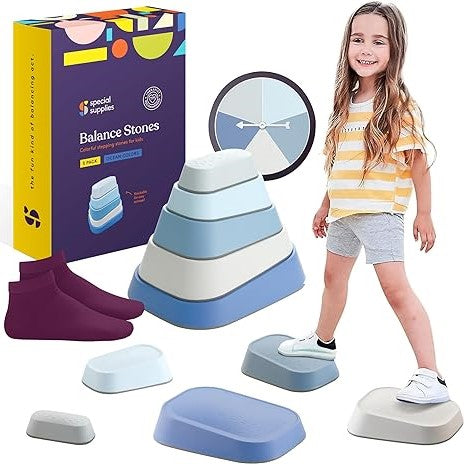 Special Supplies Stackable Stepping Stones – Active Play Balance Blocks for Kids - Set of 5 -  Promote Coordination, Balance, and Strength