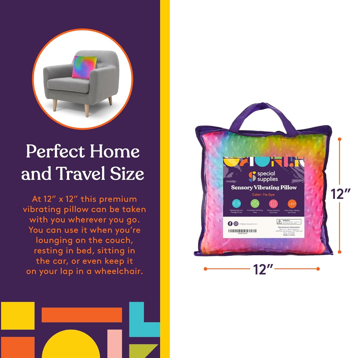 Special Supplies Vibrating Sensory Pillow (Colorful)