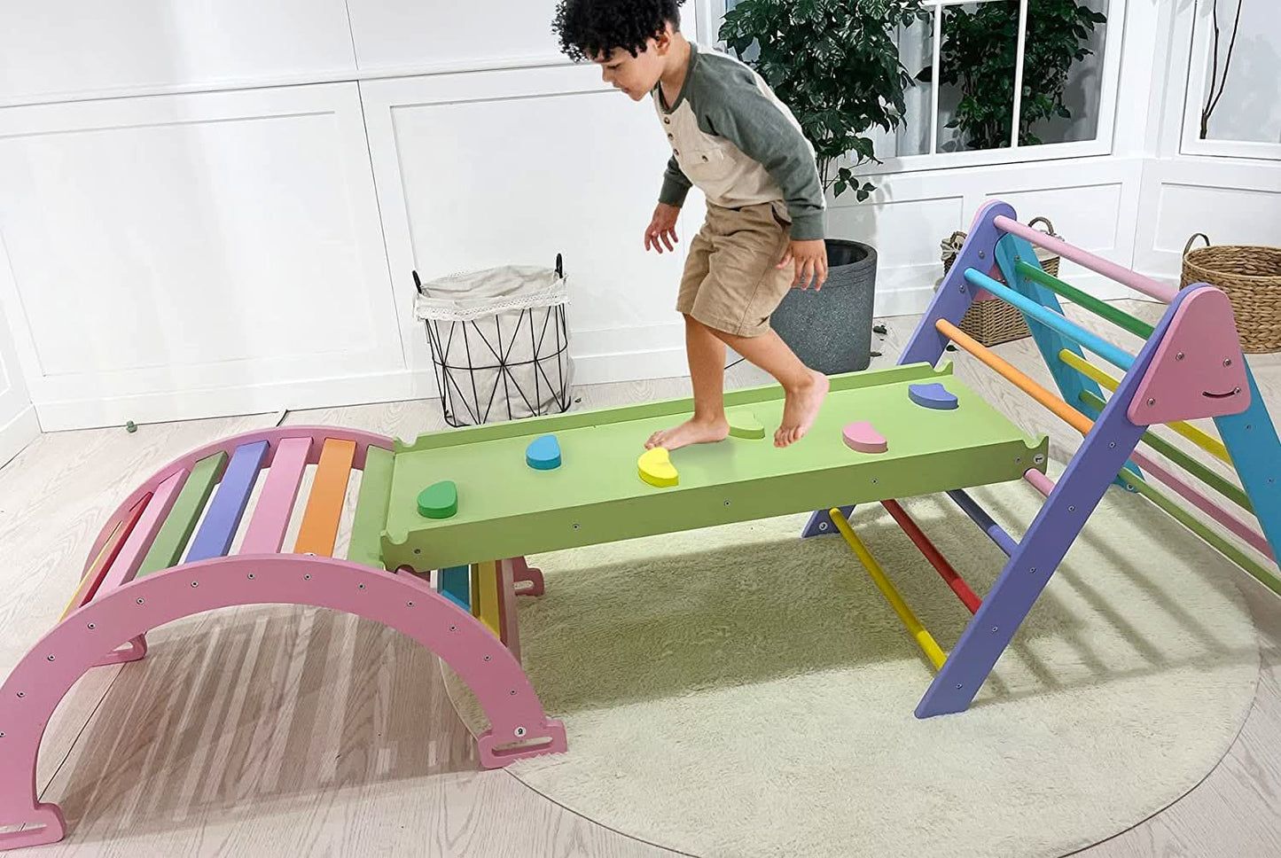 Avenlur Hazel – Pikler Triangle Ladder & Rocker Set | Montessori Climbing Toy for Toddlers | Foldable Wooden Play Gym