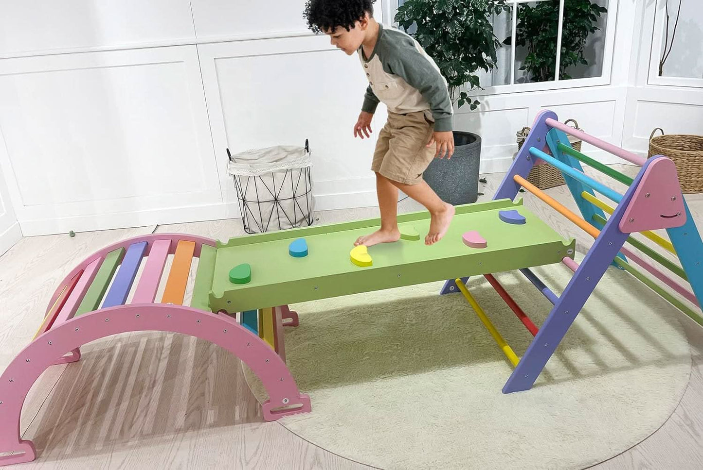 Avenlur Hazel – Pikler Triangle Ladder & Rocker Set | Montessori Climbing Toy for Toddlers | Foldable Wooden Play Gym