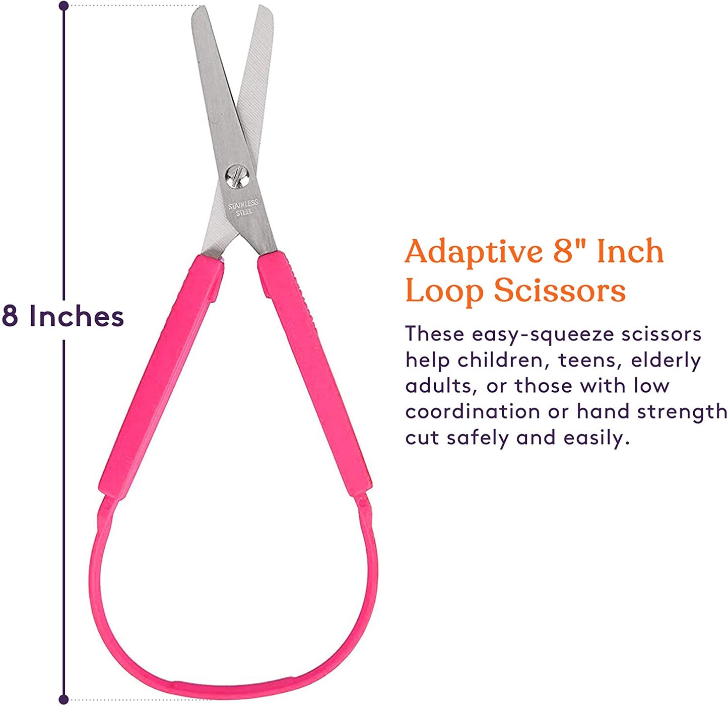 Special Supplies Large Loop Scissors for Kids and Adults 8" Inches (6-Pack)
