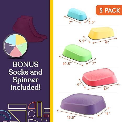 Special Supplies Stackable Stepping Stones – Active Play Balance Blocks for Kids  – Multicolor