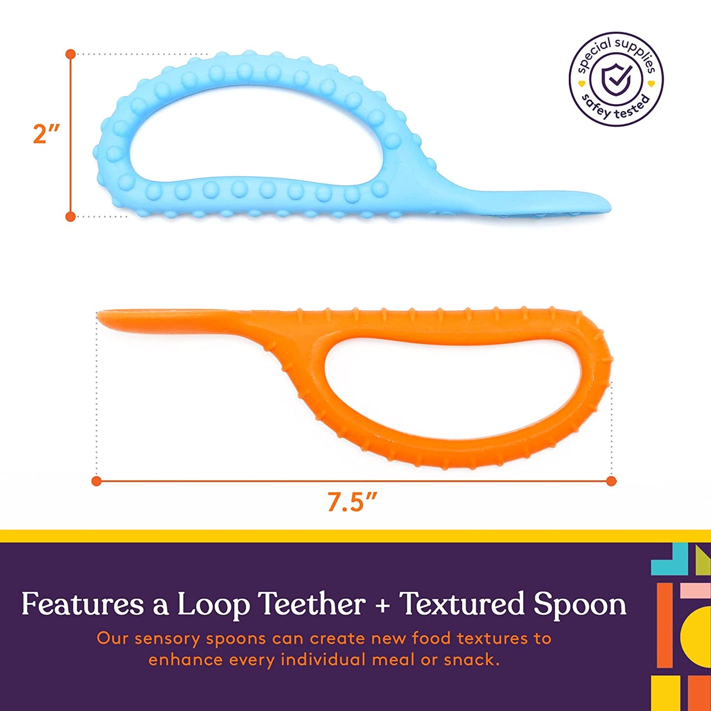 Special Supplies Duo Loop Textured Spoons for Oral Motor Stimulation (2-Pack)